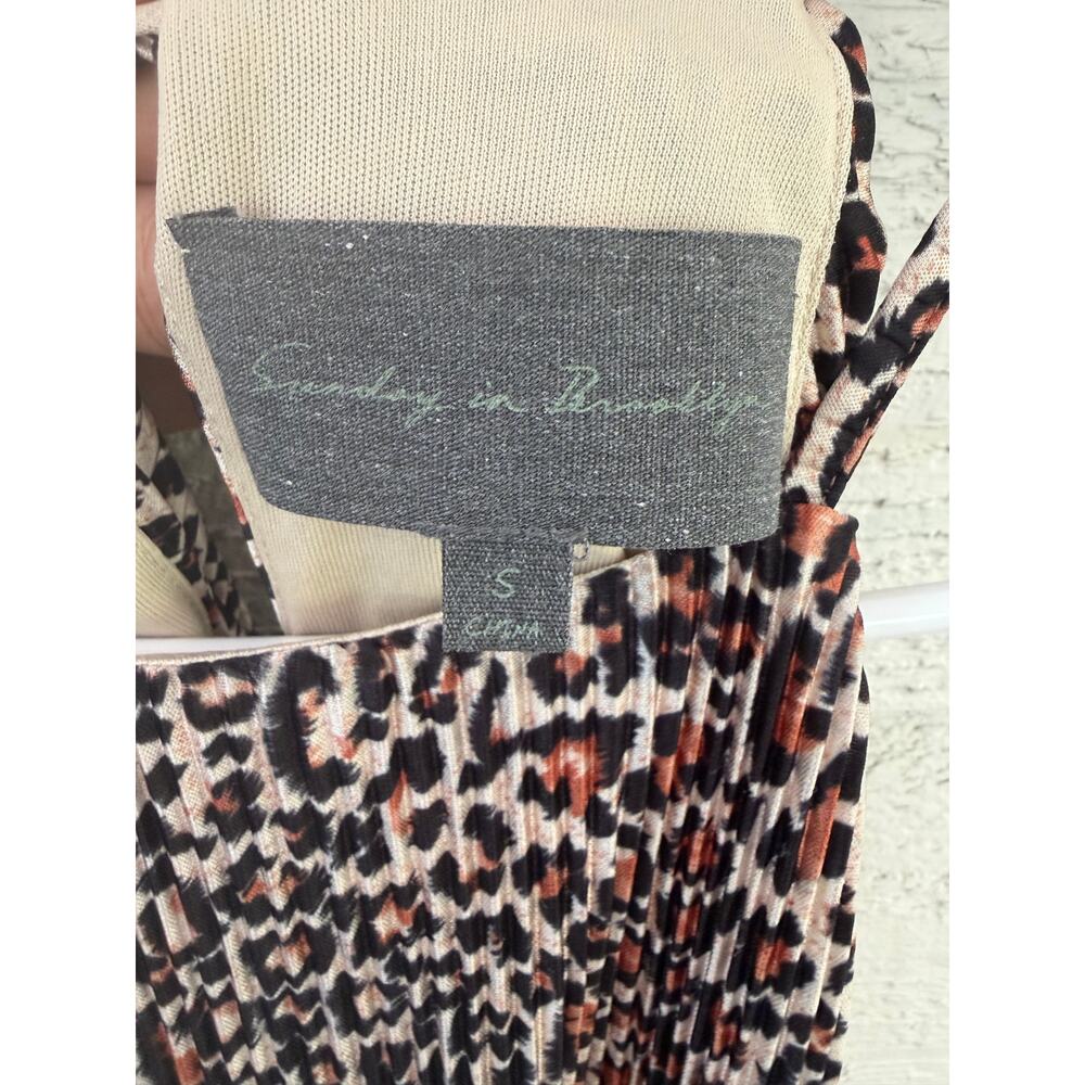 Anthropologie Sunday in Brooklyn Leopard Print Pleated Tank Top Size S Flowy - Picture 5 of 6